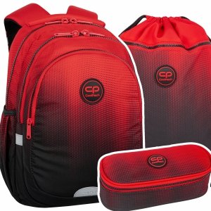 ZESTAW 3 el. Plecak wczesnoszkolny CoolPack JERRY 21 L czerwone ombre, GRADIENT CRANBERRY (F029756SET3CZ)
