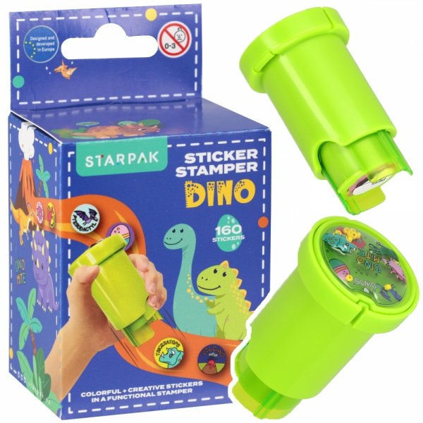 STEMPEL Z NAKLEJKAMI pieczątka 160 NAKLEJEK DINOZAUR (541705)