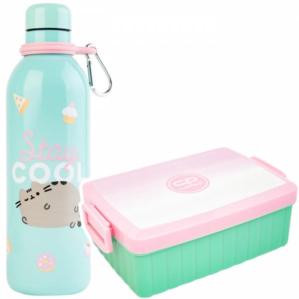 Zestaw bidon i śniadaniówka BUTELKA TERMICZNA PUSHEEN FOODIE 500ml BIDON TERMOS (BMHC003+Z07754)