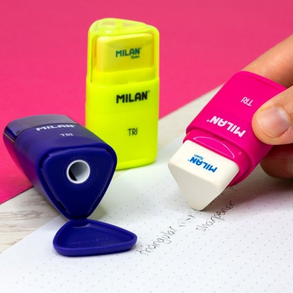 Temperówka z gumką do mazania TRI ACID Milan RÓŻOWA (4700116)