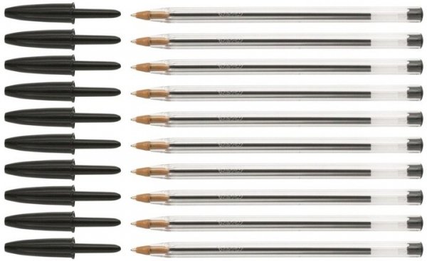 10 x Długopis BIC CRISTAL wkład CZARNY 1 mm (01053)