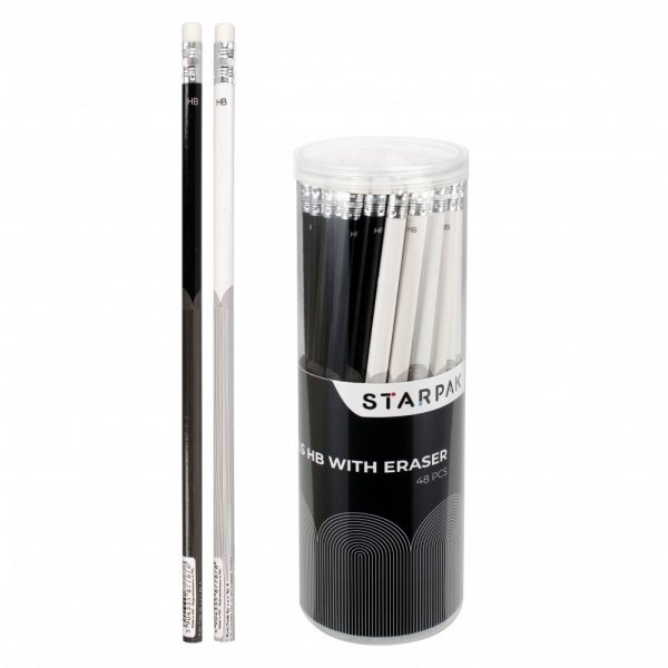 Ołówek z gumką do mazania HB STARPAK Black&amp;White mix (512014)