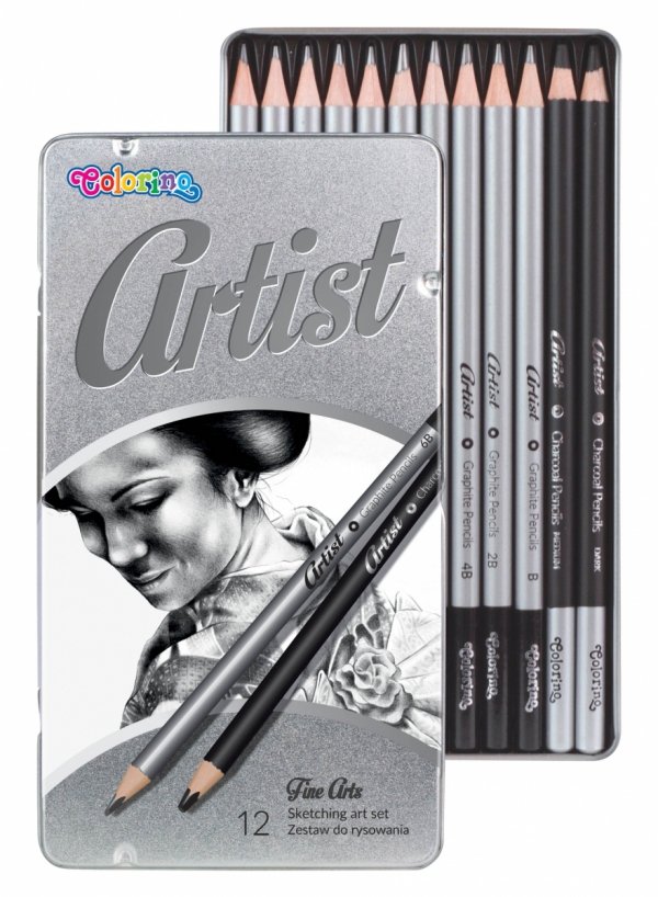 Zestaw małego artysty Szkicownik na spirali 60 ark. A4 Happy Color + ołówki do rysowania w pudełku (07750+80118PTR)