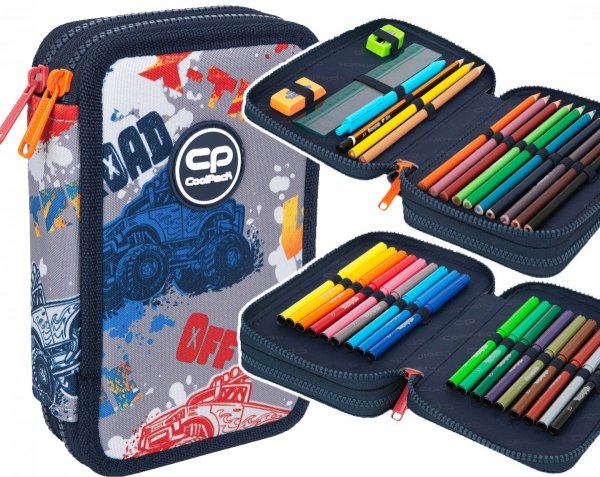 Piórnik CoolPack dwukomorowy z wyposażeniem JUMPER 2 samochody, OFFROAD (F066671)
