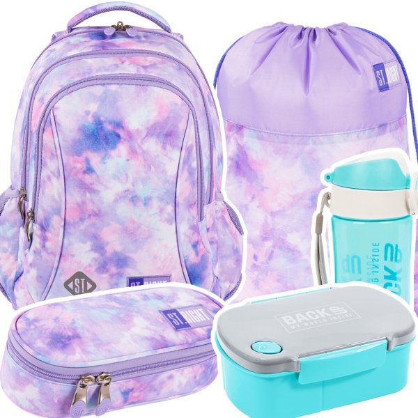 ZESTAW 5 el. Plecak wczesnoszkolny ST.RIGHT pastelowy, PASTEL DREAM BP26 (65875SET5CZ)