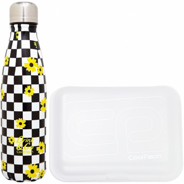 Zestaw bidon i śniadaniówka Drink&amp;Go butelka termiczna CoolPack 500ml kwiatki, CHESS FLOW (Z04745+93491CP)