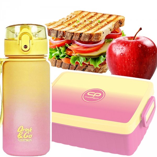 Zestaw bidon i śniadaniówka CoolPack BRISK MINI pastelowe ombre, GRADIENT PEACH 400ml (04149CP+Z07514)