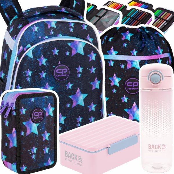 ZESTAW 5 el. Tornister Plecak CoolPack TURTLE  25 L gwiazdy, STAR NIGHT (F015830SET5CZ)
