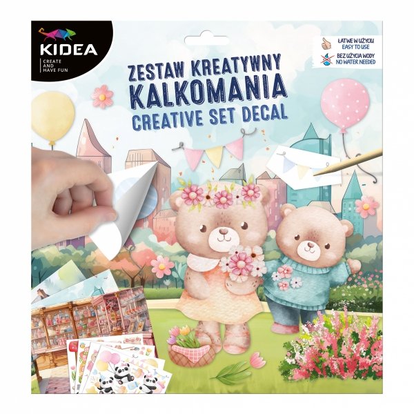Zestaw kreatywny KALKOMANIA NAKLEJKI TRANSFEROWE Misie KIDEA (NTKEKA)