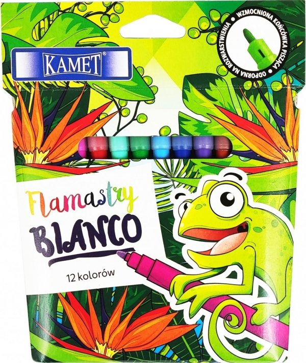 Pisaki zmywalne flamastry BIANCO 12 kolorów KAMET (04026)