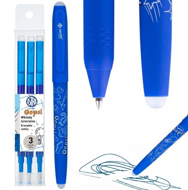 Długopis żelowy pióro wymazywalny OOPS + wkłady ASTRA (201319003SET2CZ)