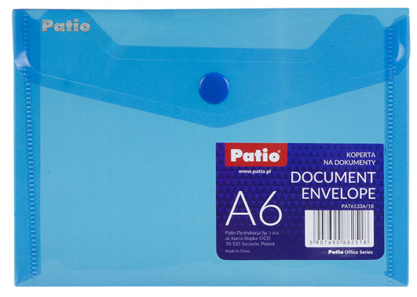Teczka koperta transparentna na dokumenty A6 PATIO niebieska (PAT6133A/N/18)
