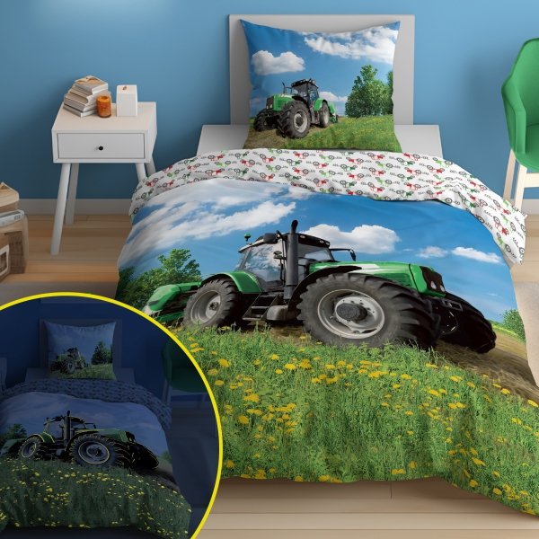 Komplet pościeli pościel świecąca w ciemności TRAKTOR 160 x 200 cm (2639C)