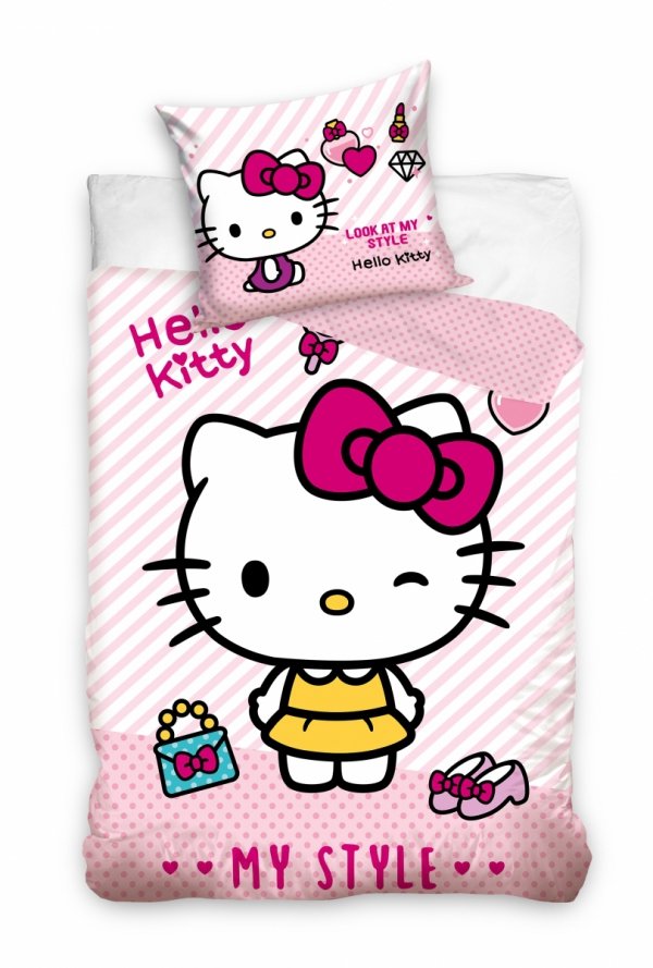 Pościel bawełniana HELLO KITTY 140 x 200 cm komplet pościeli (HK224003)