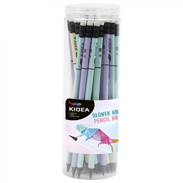 3x Ołówek premium z gumką HB PASTEL Pastelowy mix Kidea (OPKA)