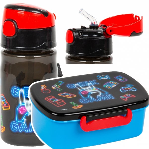 Zestaw bidon i śniadaniówka BackUP gra, GAME PAD 360 ml (BC08+SA08)
