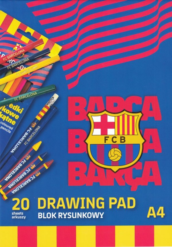 Blok rysunkowy FC BARCELONA białe kartki A4 20 kartek ASTRA (106024005)
