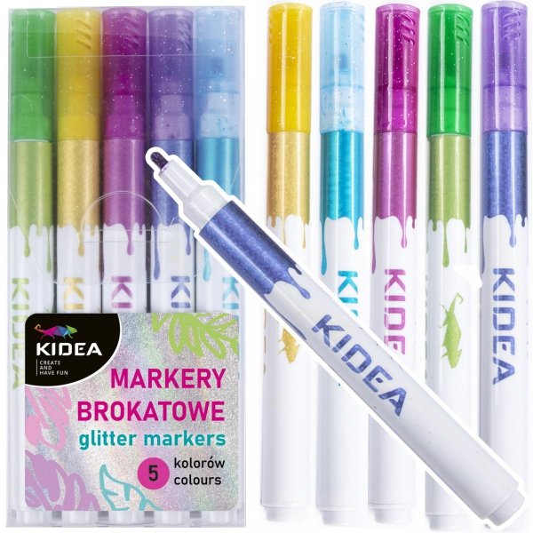 Markery brokatowe 5 kolorów KIDEA (MBA5KKA)