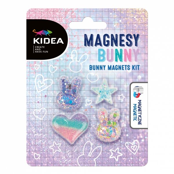 Magnesy kolorowe 4 szt BUNNY Króliczek Serce Gwiazdka KIDEA (MLB4KA)