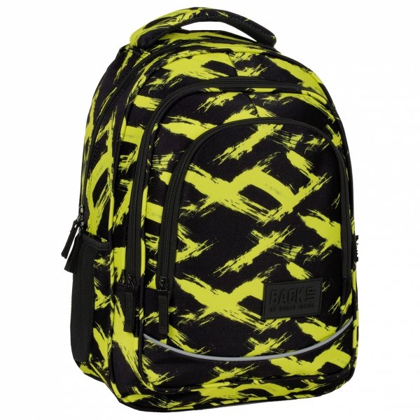Plecak szkolny młodzieżowy BackUP 26 L limonkowe wzory, NEON (PLB6X54)