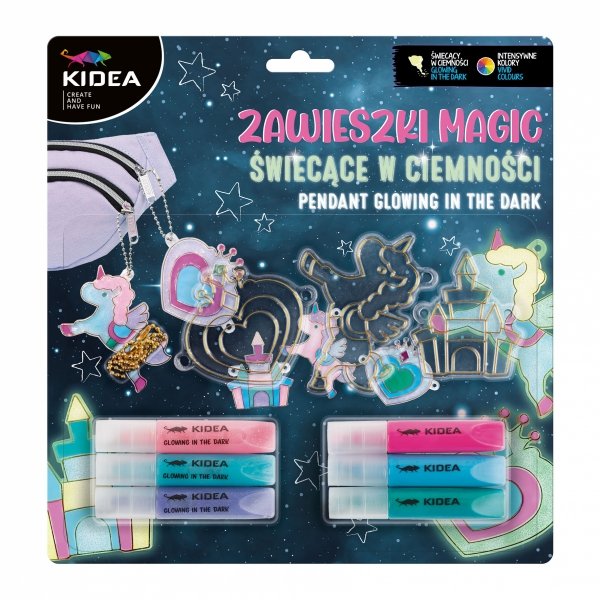 Zestaw zawieszek MAGIC świecących w ciemności KIDEA (ZZMSCKA)