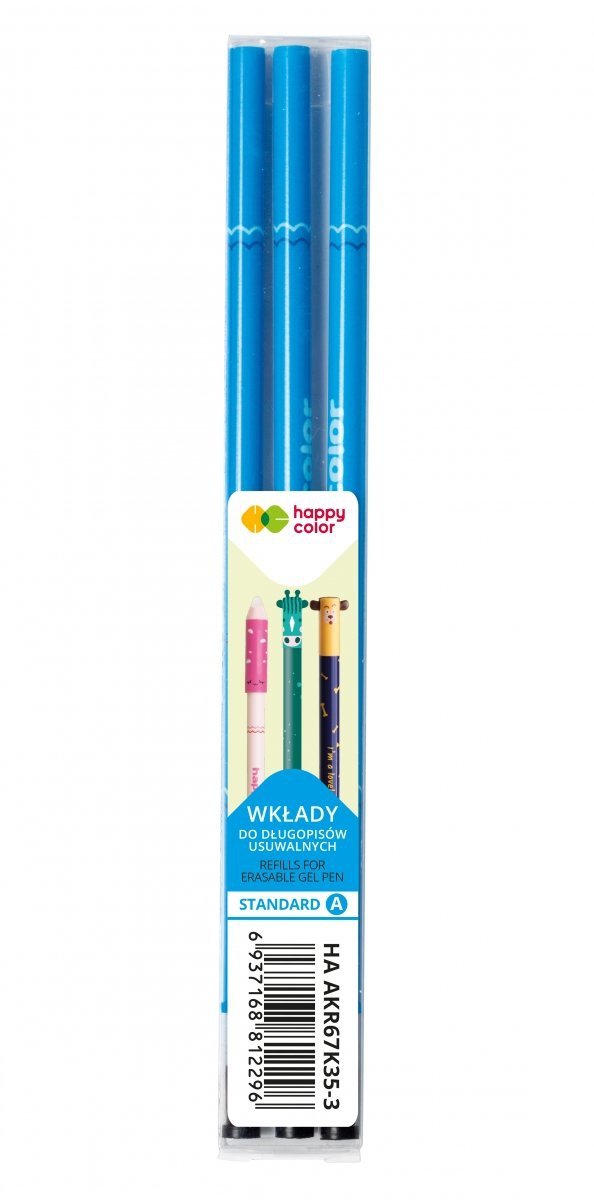 3x Długopis RYBKI RYBKA wymazywalny żelowy 0,5 mm Happy Color + wkłady (50961SET2CZ)