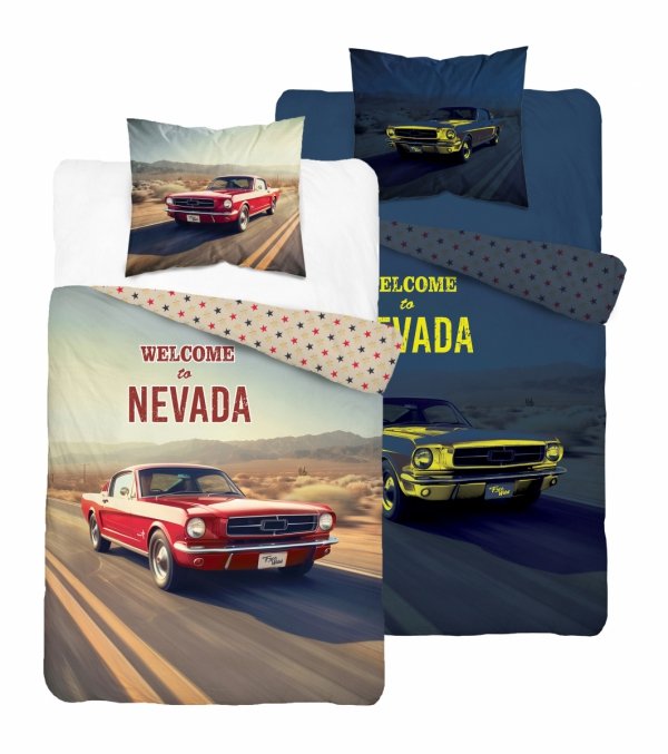 POŚCIEL ŚWIECĄCA CZERWONY SAMOCHÓD 160x200cm FLUO AUTO NEVADA USA CADILLAC