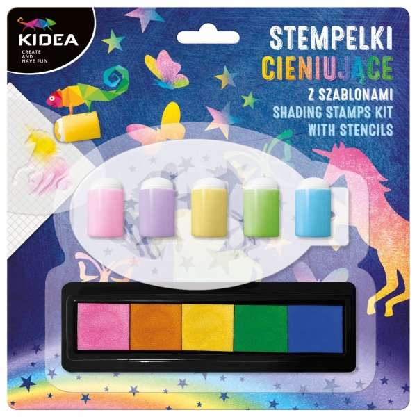 STEMPELKI CIENIUJĄCE z szablonami 5 KOLORÓW KIDEA (SCSKA)
