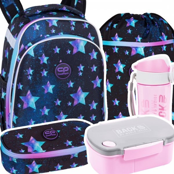 ZESTAW 5 el. Tornister Plecak CoolPack TURTLE  25 L gwiazdy, STAR NIGHT (F015830SET5CZ)