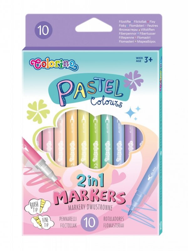 Flamastry dwustronne pastelowe 10 kolorów COLORINO KIDS (80875PTR)