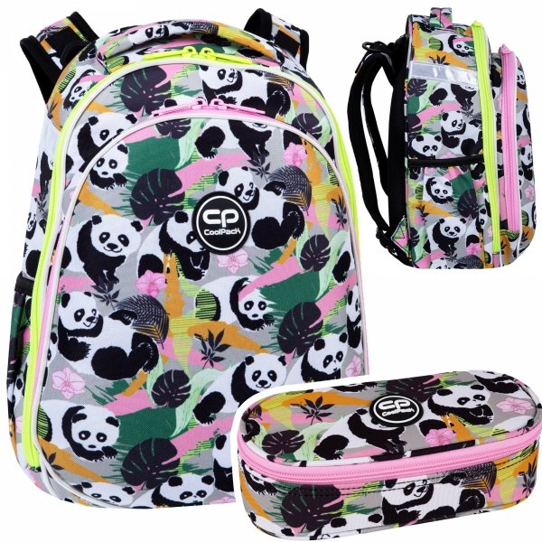 ZESTAW 2 el. Tornister Plecak CoolPack TURTLE  25 L pandy, PANDA GANG (F015829SET2CZ)