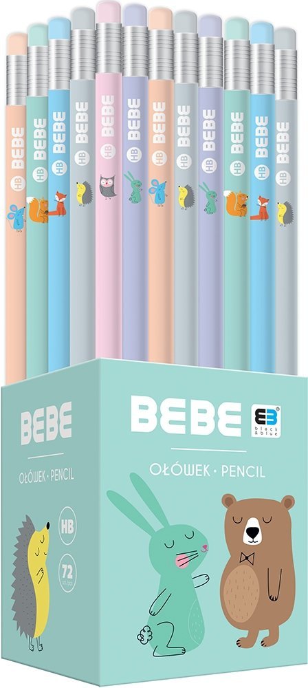 6x Ołówek z gumką HB INTERDRUK B&amp;B Kids Pastel (95118SET6CZ)