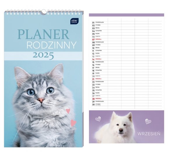 Kalendarz ścienny Planer Rodzinny 2025 ZWIERZAK Interdruk (58349)