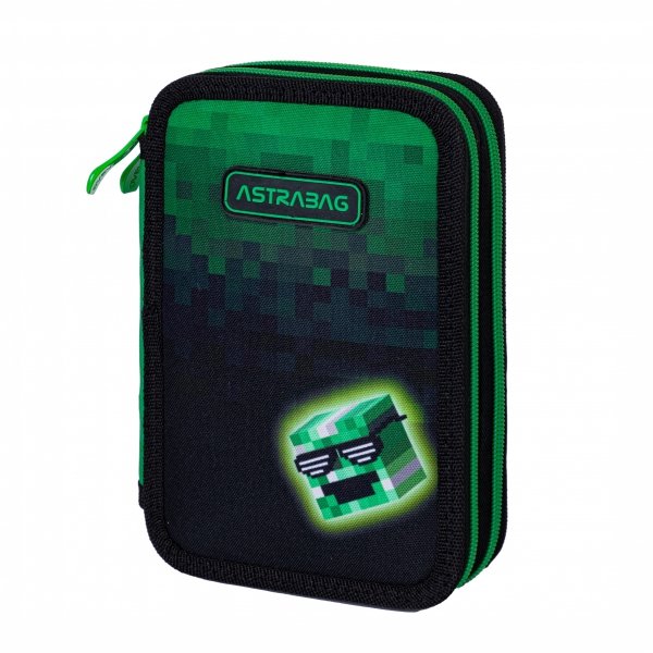 ZESTAW 5 el. Plecak wczesnoszkolny 16 L ASTRABAG MINECRAFT CREEP gra, PIXEL HERO (502024095SET5CZ)