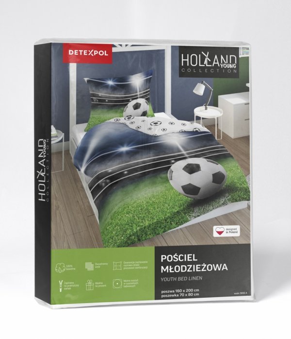 Pościel bawełniana FOOTBALL Piłka nożna 160 x 200 cm komplet pościeli (5155A)