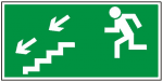 Kierunek do wyjścia drogi ewakuacyjnej schodami w dół na lewo 105  (FF)