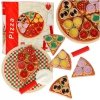 Pizza drewniany zestaw do zabawy na rzep  akcesoria łopatka nóż talerz nauka krojenia 20cm