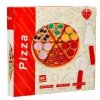 Pizza drewniany zestaw do zabawy na rzep  akcesoria łopatka nóż talerz nauka krojenia 20cm