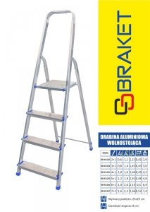 DRABINA ALUMINIOWA WOLNOSTOJĄCA 191CM 5 STOPNI + PODEST