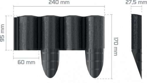 PALISADA OGRODOWA  ECO 2,4M ANTRACYTOWA