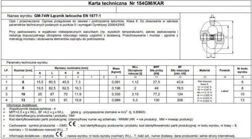 OGNIWO PRZEGUBOWE GM74W-G8 6MM WLL 1.12T
