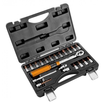 KLUCZ DYNAMOMETRYCZNY DWUKIERUNK.1/4&#039;&#039; 5-25NM, ZESTAW 21SZT.
