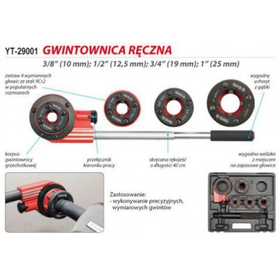 GWINTOWNICA RĘCZNA 4 CZĘŚCIOWA 3/8-1&#039;