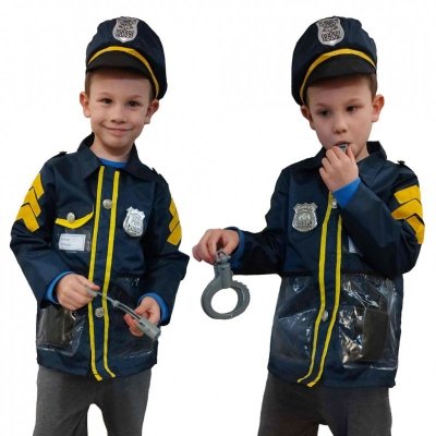 Kostium strój karnawałowy przebranie policjant kajdanki czapka zestaw 3-8 lat