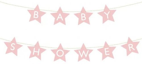 Baner napis na baby shower gwiazdki jasnoróżowe 290cm x 16,5cm