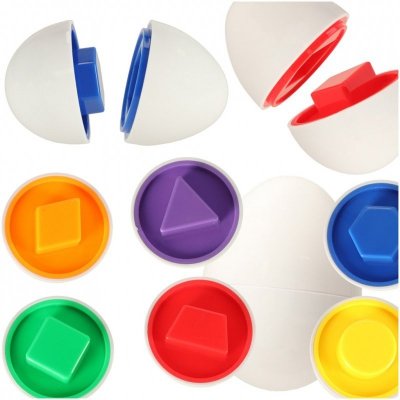 Układanka edukacyjna sorter dopasuj kształty i kolory jajka 6 sztuk