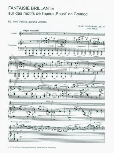 Wieniawski, Henryk: Fantaisie brillantesur des motifs de l'opéra  &quot;Faust&quot; de Gounod op. 20 na skrzypce i fortepian