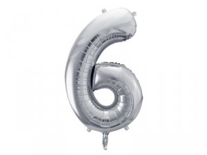 Balon foliowy Cyfra ''6'', 86cm, srebrny