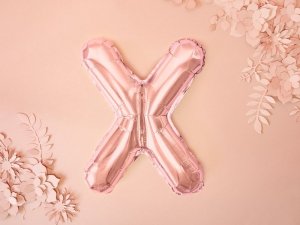 Balon foliowy Litera ''X'', 35cm, różowe złoto