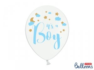 Balony 30cm, It's a Boy, Pastel Pure White (1 op. / 6 szt.)